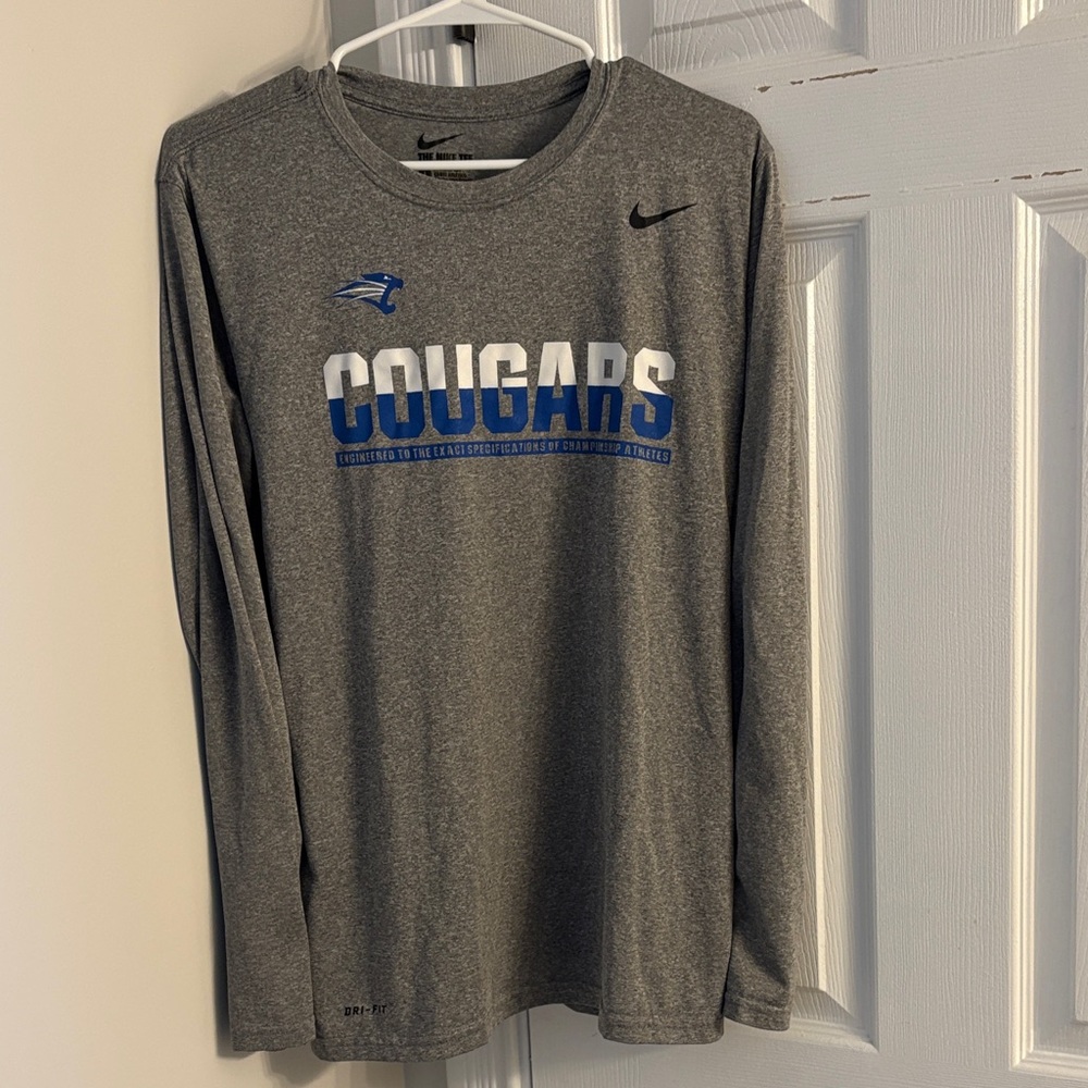 Nike Gray Long Sleeve Shirt with Blue Cougars Print